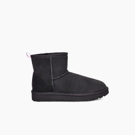 UGG Classic Mini II Graphic Logo Black/Pink Boots for Women (CITS45362)